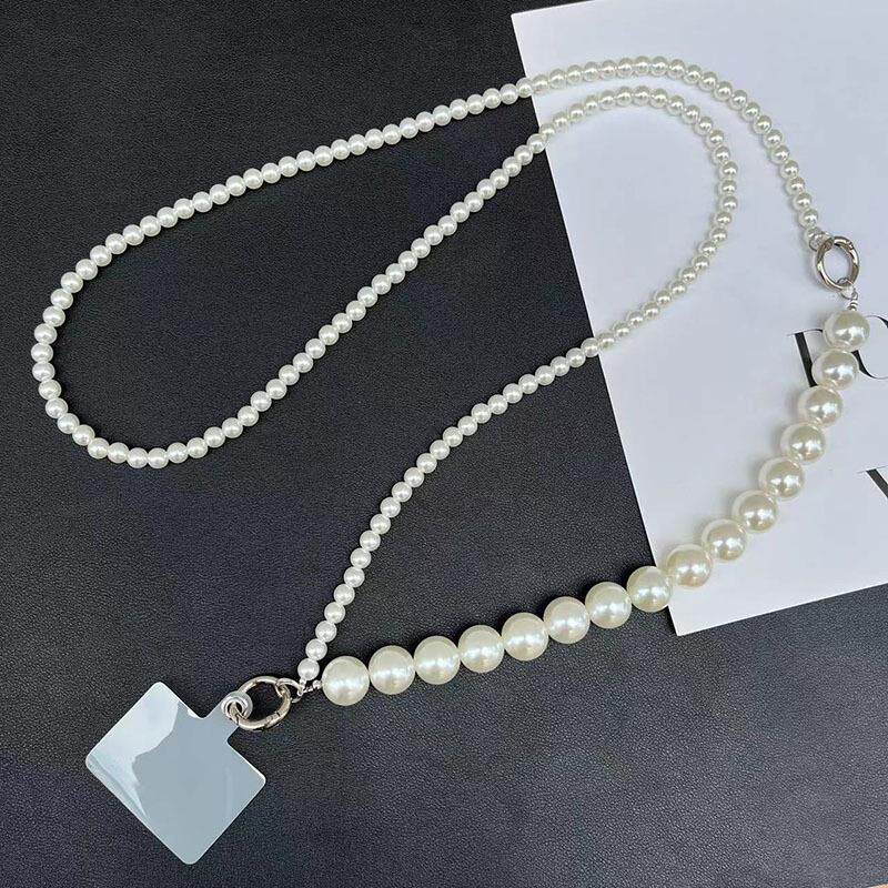 手机挂绳长款斜挎挂脖手腕三合一珍珠挂链手工串珠手提链通用垫片