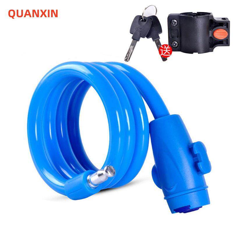 跨境山地车钢丝锁公路死飞钢缆防盗钥匙锁彩色装备1.2米自行车锁