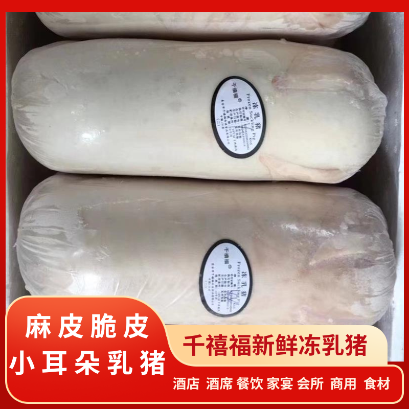 千禧福新鲜冻乳猪酒店烧烤食材黄金麻皮脆皮整只小耳朵生鲜烤乳猪