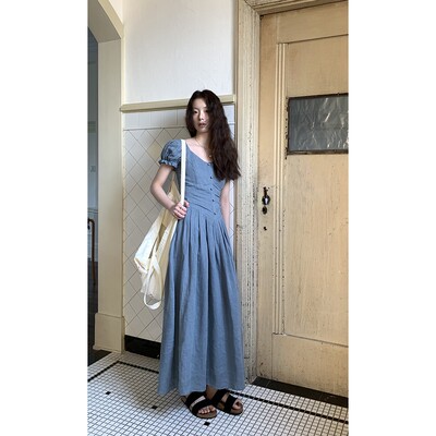 100%亚麻气质吊带/短袖连衣裙