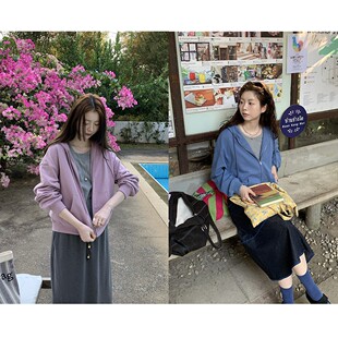 【小敏推荐】HelloooEat 早春韩系纯色经典连帽卫衣松弛感外套女