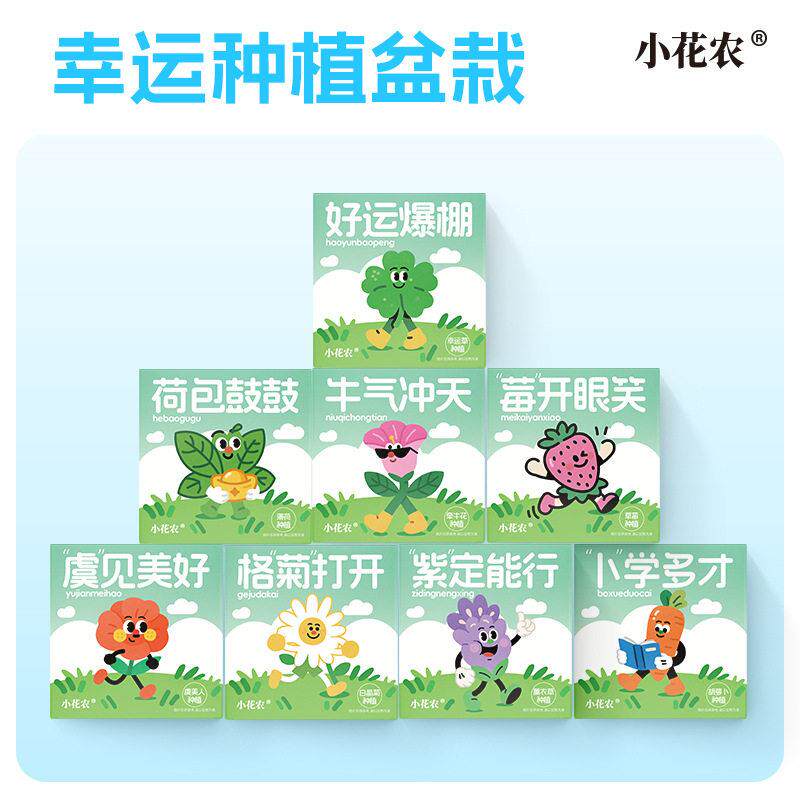 小花农幸运种植盆栽儿童DIY绿植桌面迷你盆栽创意礼物学生种植盲