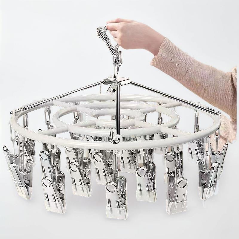 多功能24夹袜子夹晾衣架多夹子家用不锈钢阳台晒袜子圆形防风裤夹