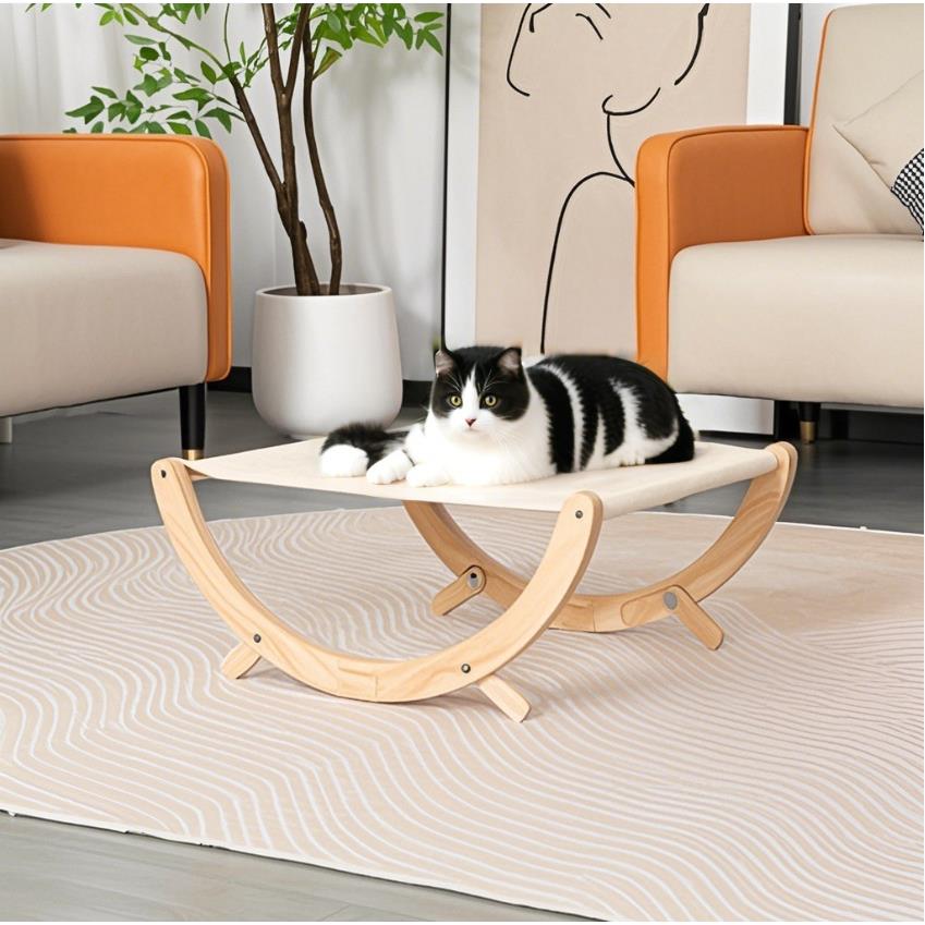 跨境实木猫摇床宠物窝可折叠猫窝吊床防滑稳定四季可用宠物用品