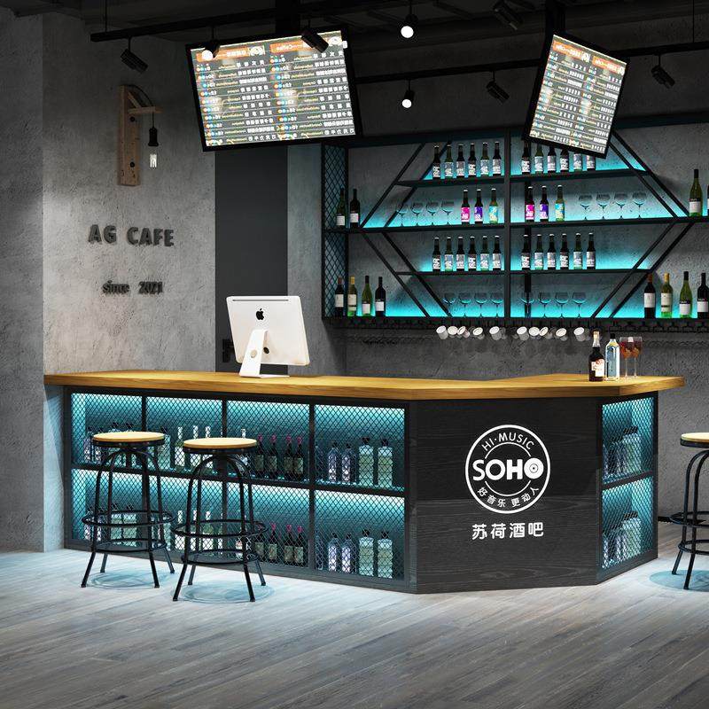工业风设计师酒吧吧台台球馆健身房收银台酒店公司前台柜台接待台