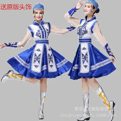 2018新款蒙古袍 少数民族蒙古舞台表演服装 成人演出服饰女款现货
