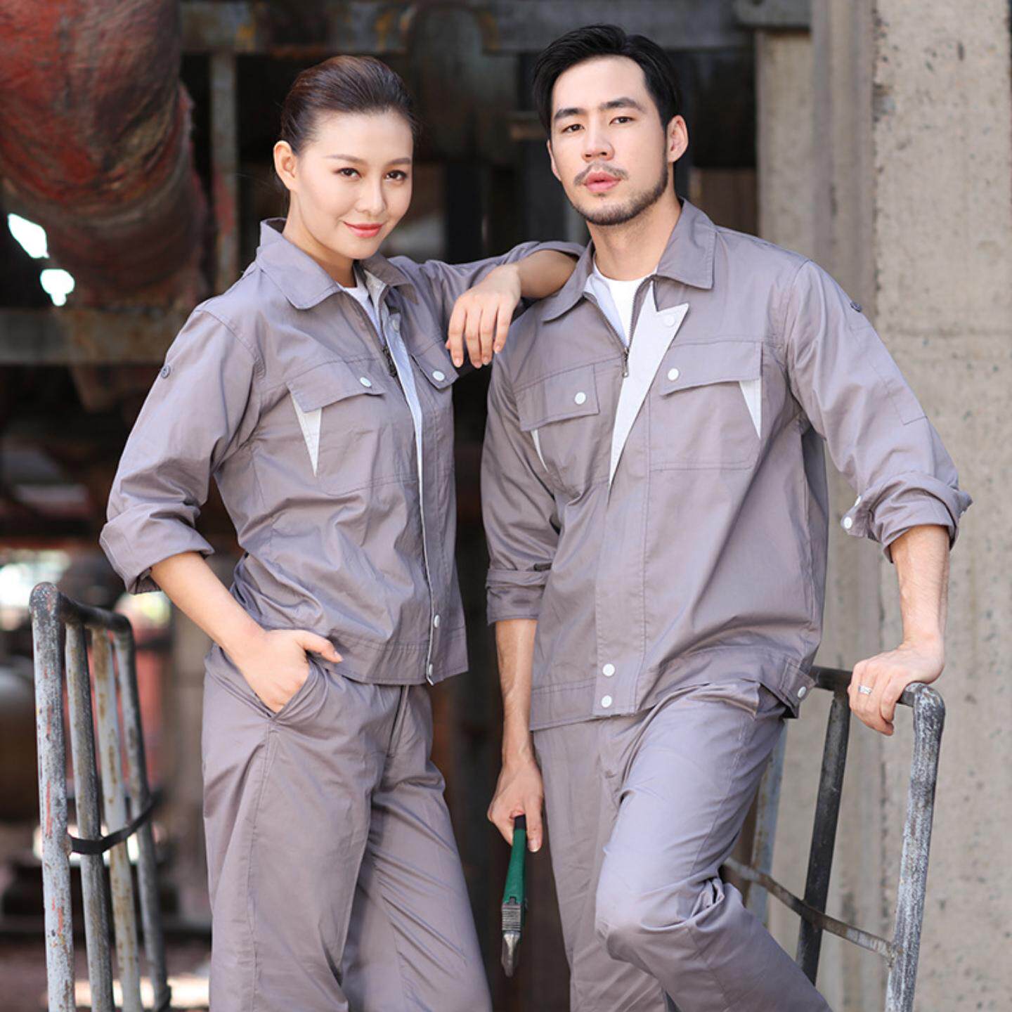 薄款长袖全棉工作服套装耐磨透气