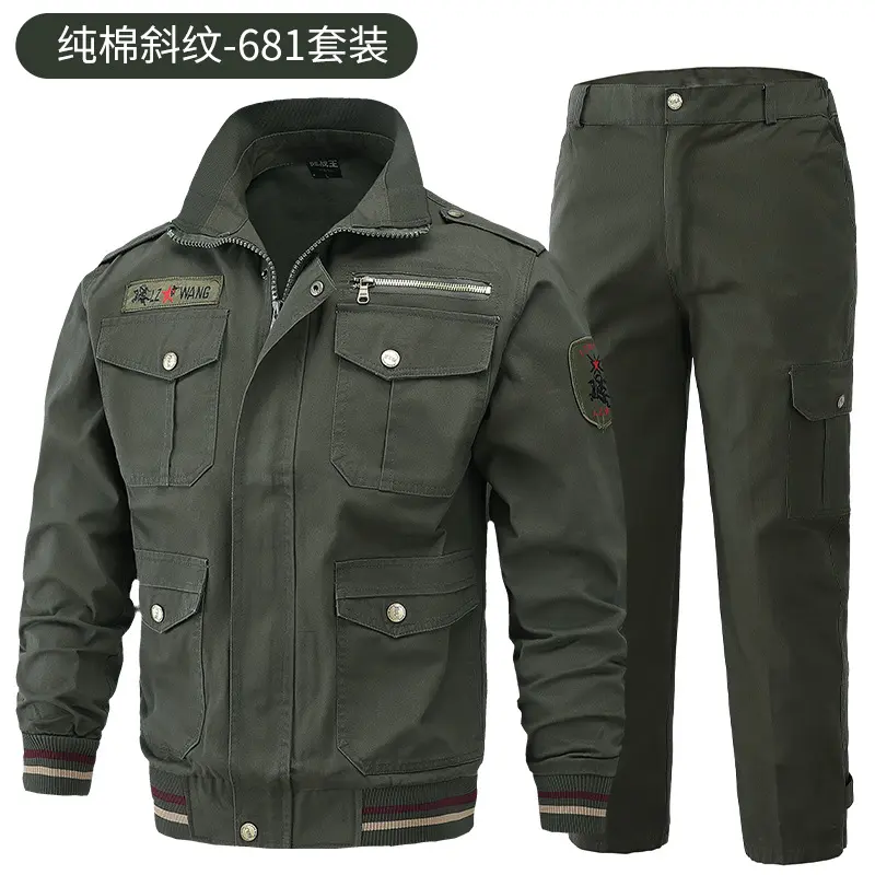 棉水洗斜纹作训服套装男耐磨劳保