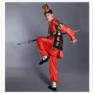 古汉代兵服男周瑜大将军红色兵 服演出三国兵服表演男战国兵服棉