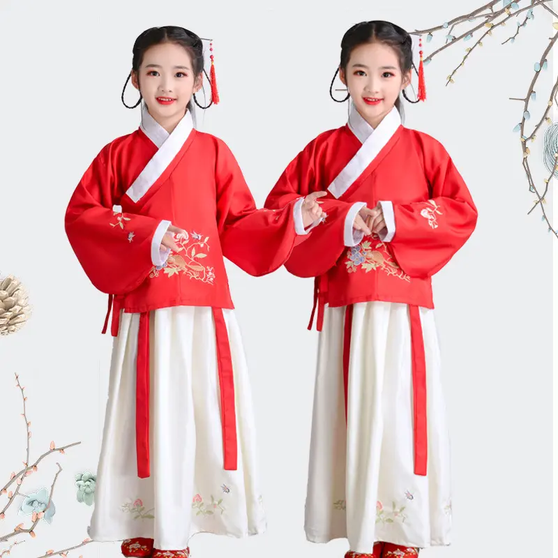 儿童古装汉服套装中男女童表演服
