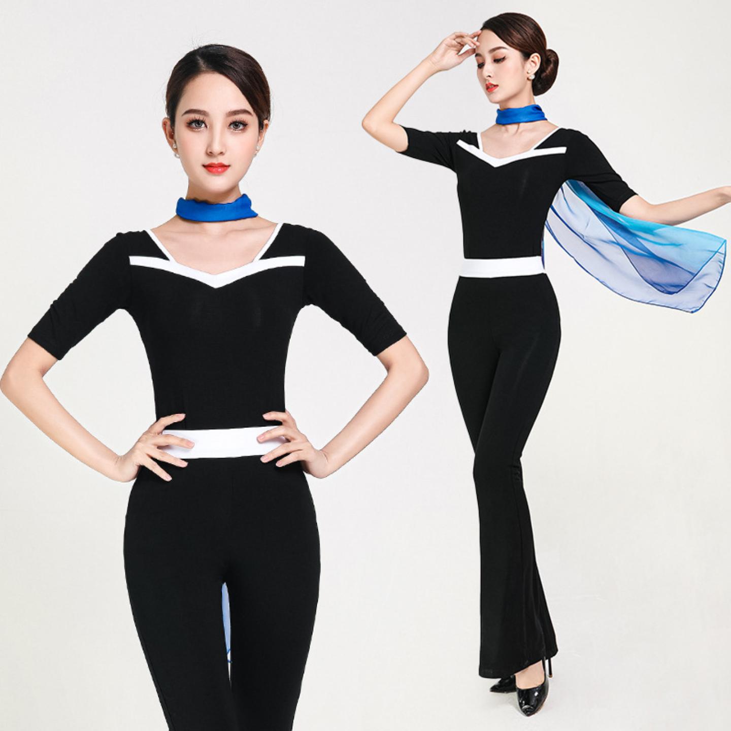 气质形体服女2025年夏季新款礼仪训练服装高端导师套装舞蹈练功服