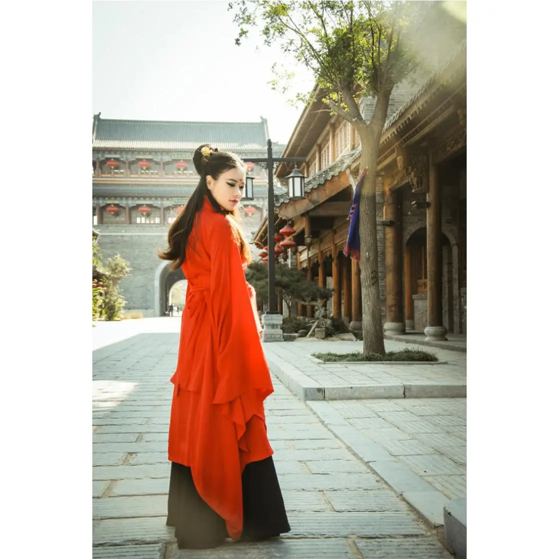 礼仪之邦同款女装汉服古装璇玑双绕曲裾舞台古风舞蹈演出服装红色