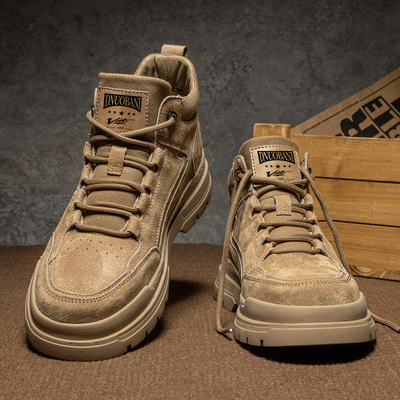 公狼春秋季工装靴男士2025新款英伦风中帮男鞋意大利真皮马丁靴子