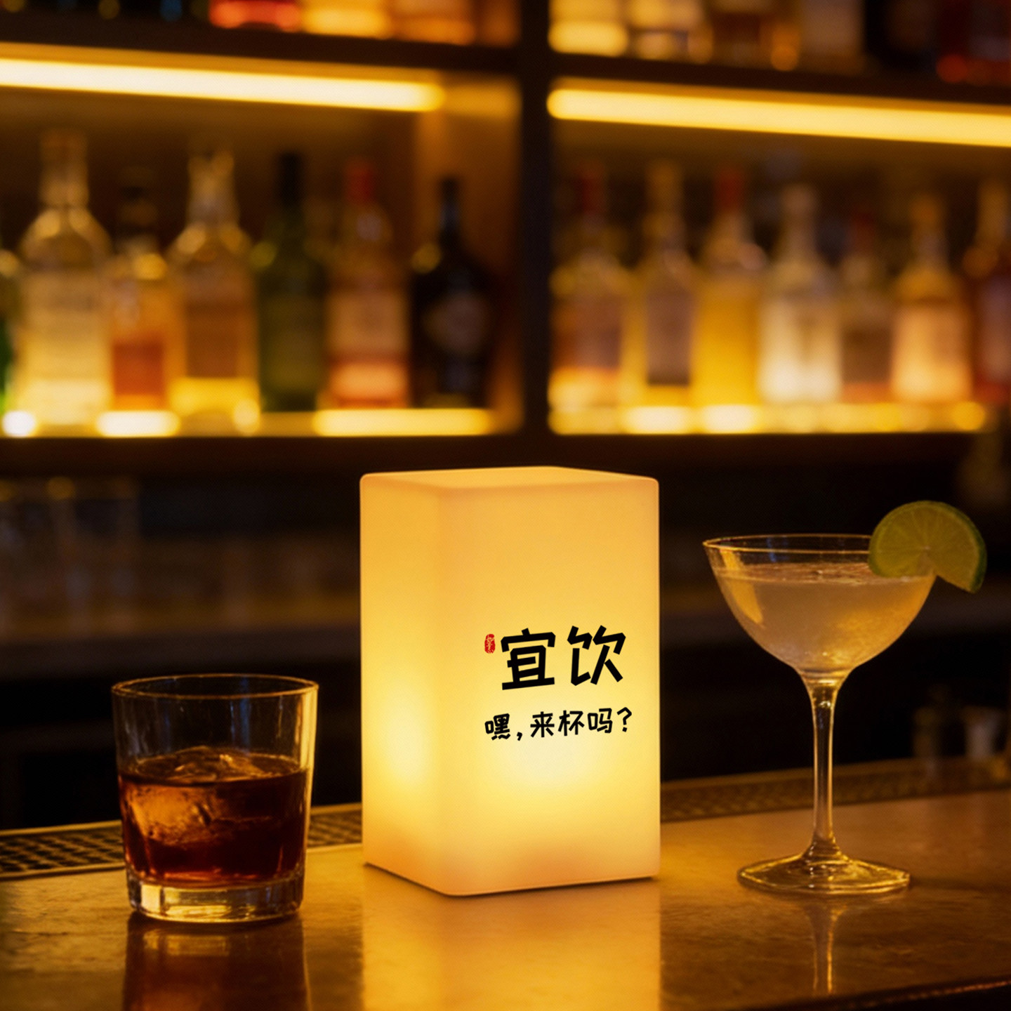 滚塑LED七彩遥控台灯USB充电装饰灯创意文字图案桌面灯吧台小夜灯