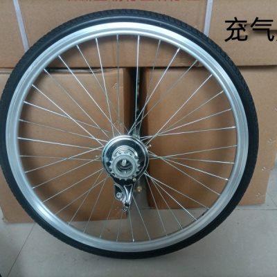 自行车铝合金轮毂免充气实心胎22-24-26寸后变速轮总成充气轮组