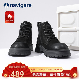 头层牛皮男靴 秋冬季 Navigare意大利小帆船加绒男士 马丁靴2025新款