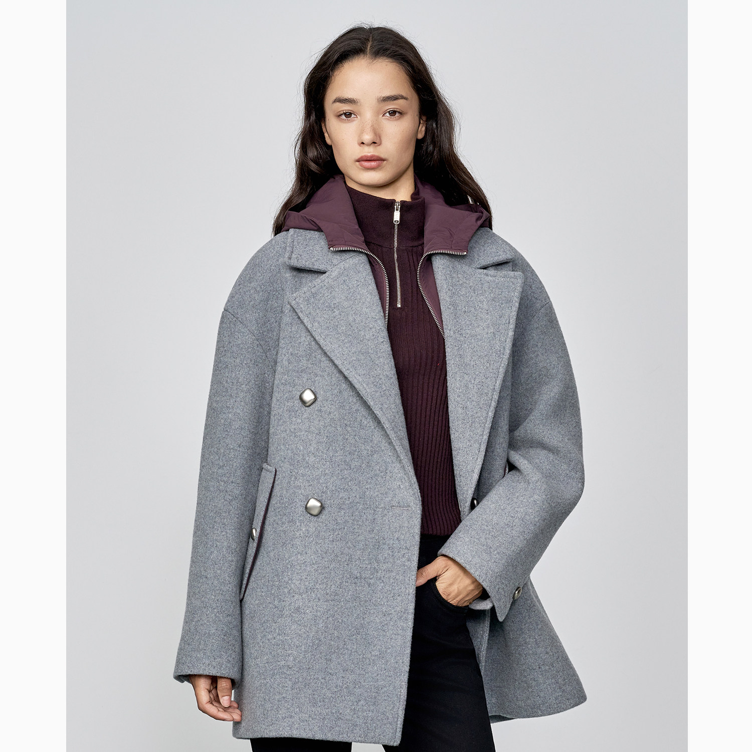 DI.AD25冬新款大衣绵羊毛大衣时尚设计感女士时尚大衣