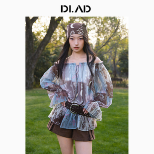 DI.AD游牧系列一字领柔肩两穿印花衫DA691957T2