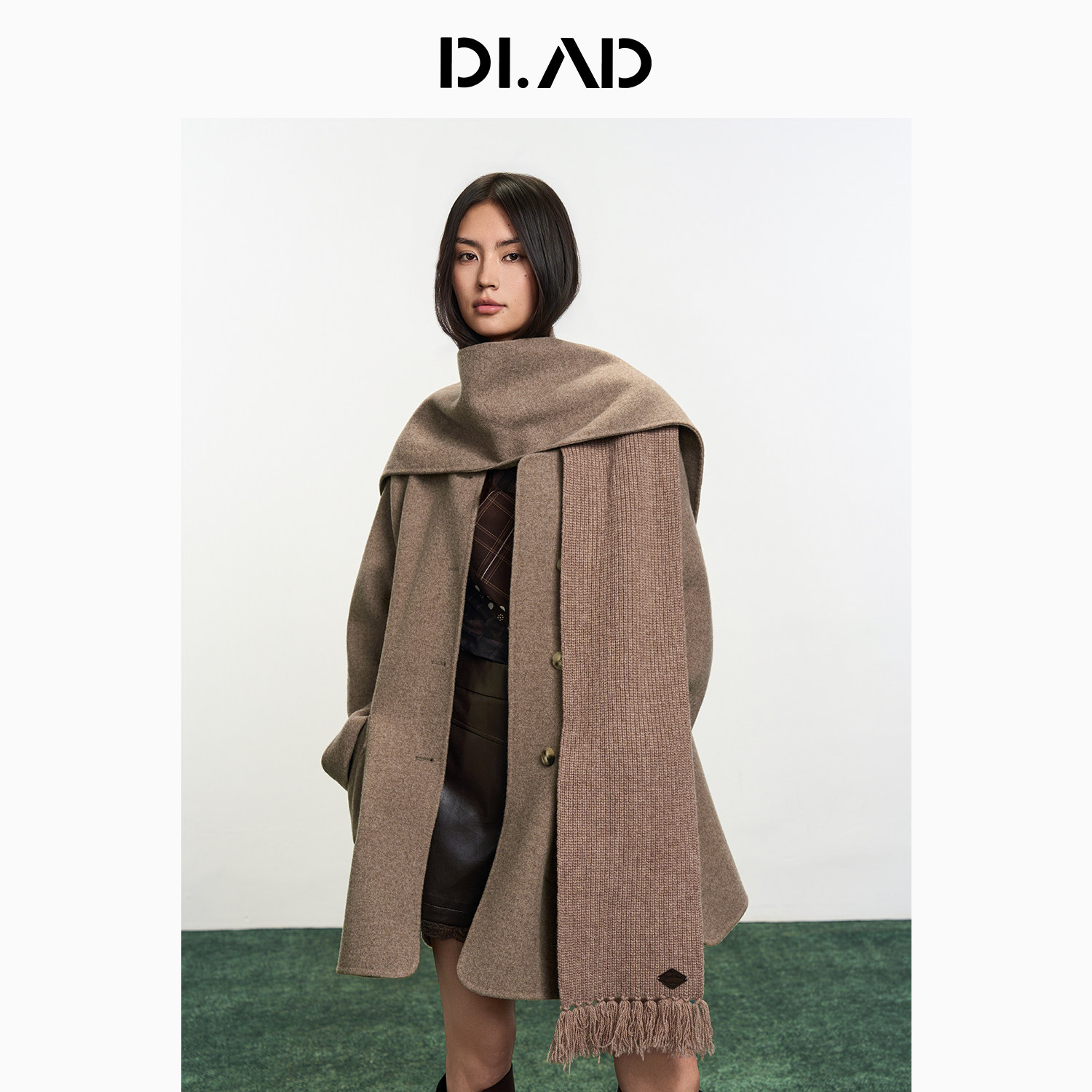 DI.AD 26冬季新款浪漫长款外套慵懒高级绵羊毛大衣女DD644133D1