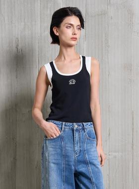 DI.AD 2025年春季新款撞色U型领吊带打底背心针织衫女 DA521253M3