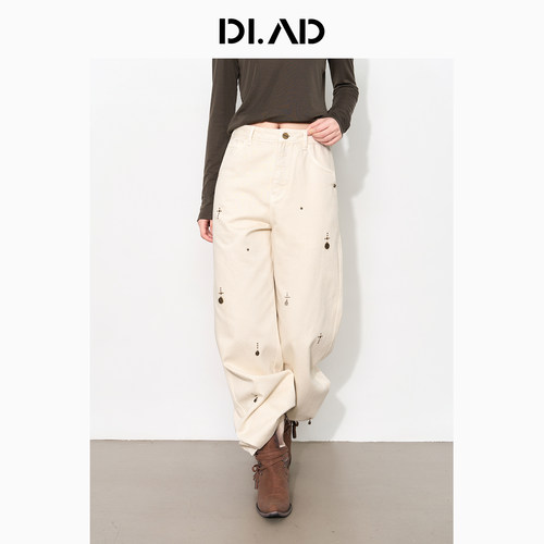 DI.AD秋废土风弯刀阔腿牛仔裤女