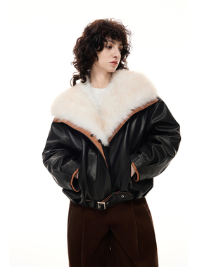 DI.AD 大毛领羽绒服女款冬季2025新款宽松短款黑色白鸭绒保暖外套