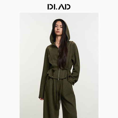 DI.AD26冬连帽针织休闲短外套女