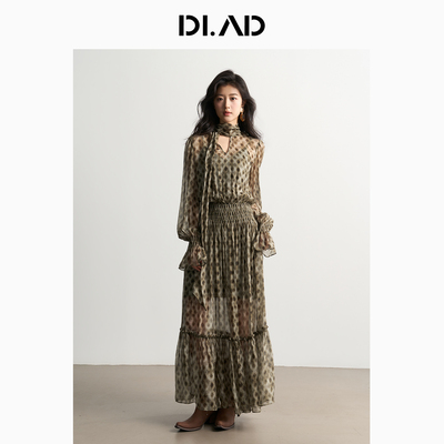 DI.AD秋季复古雪纺轻薄连衣裙女