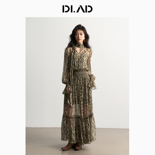 DI.AD秋季复古雪纺轻薄连衣裙女