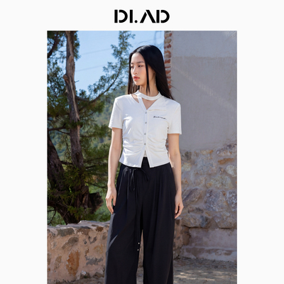 DI.AD26夏瘦系带收腰T恤小衫女