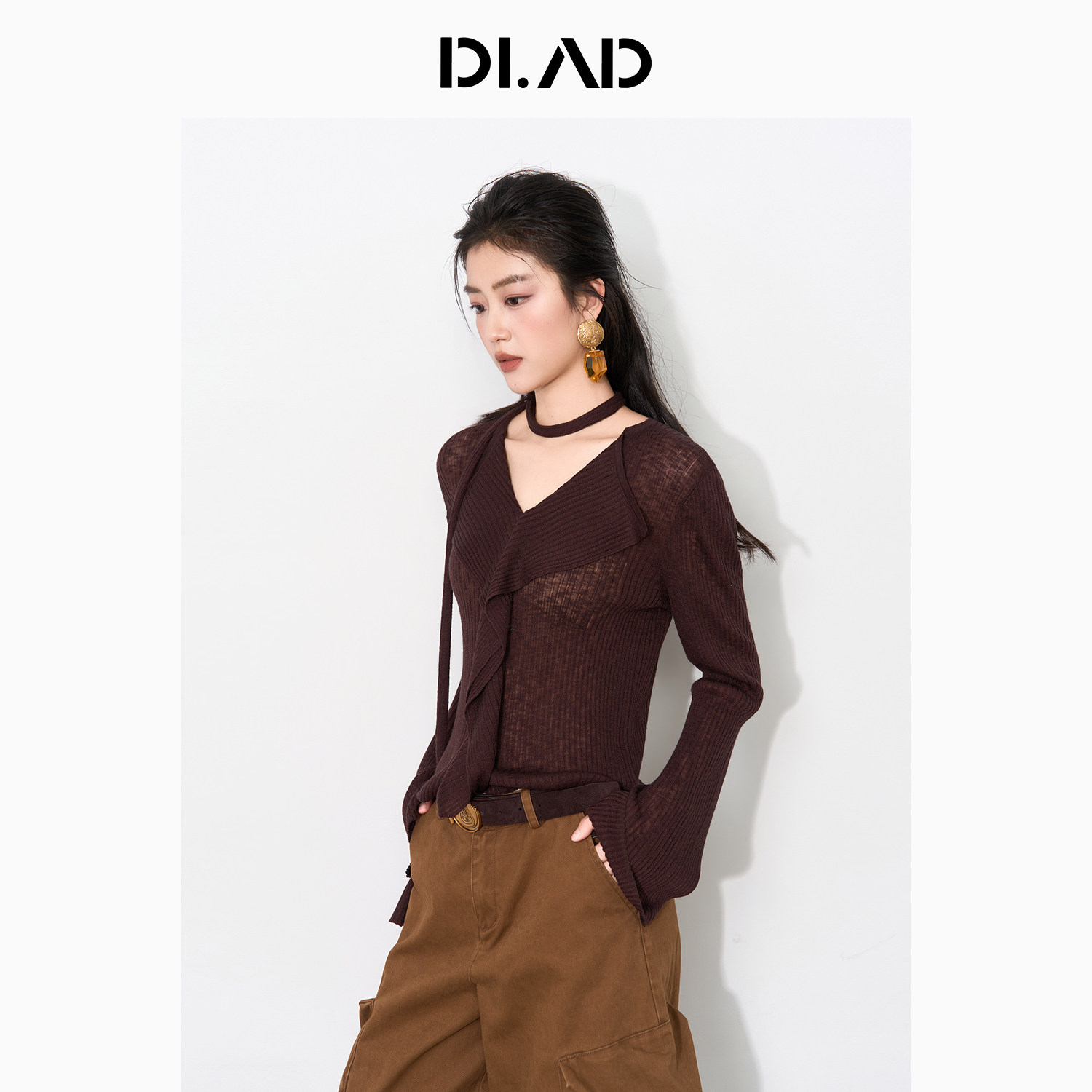 DI.AD26秋款松弛荷叶边毛衫女