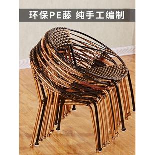 小藤椅子靠背椅儿童单人椅休闲竹椅家用藤编椅手工编织椅藤椅凳子