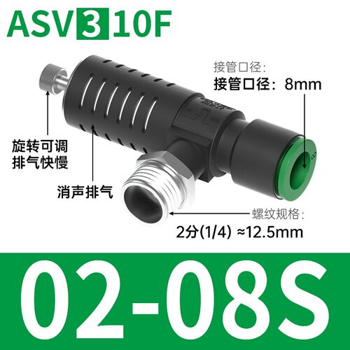 SMC型快速排气节流阀ASV310F-01-06S带消声器调节接头410F-02-08S