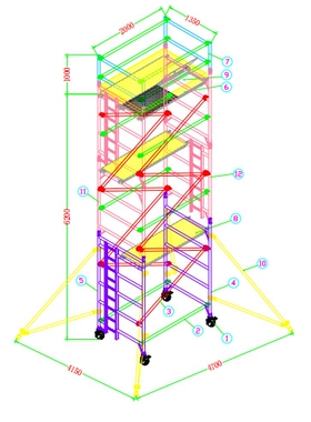 源头工厂 脚手架6.2m铝合金移动式 安全耐用稳固灵活