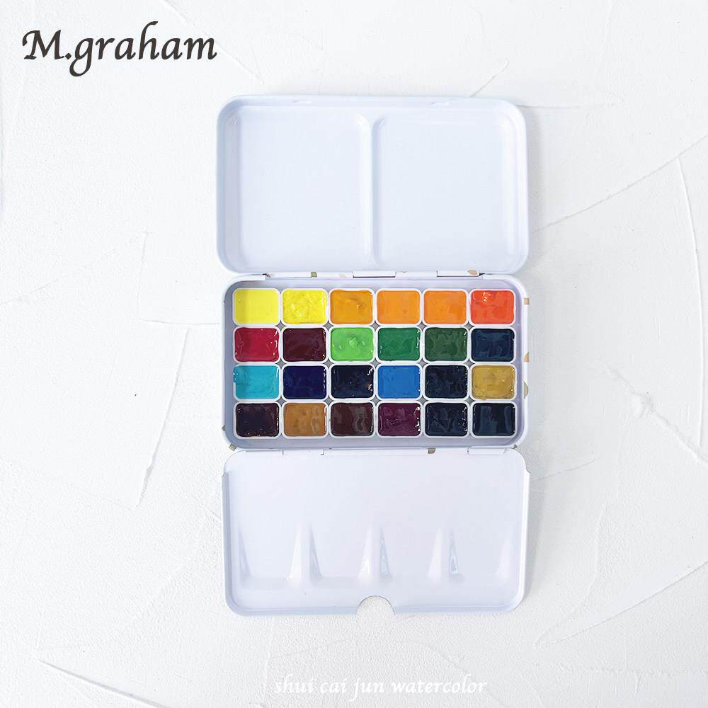 M.Graham格雷姆MG70色24色分装固体高级水彩颜料套装铁盒1ml2ml