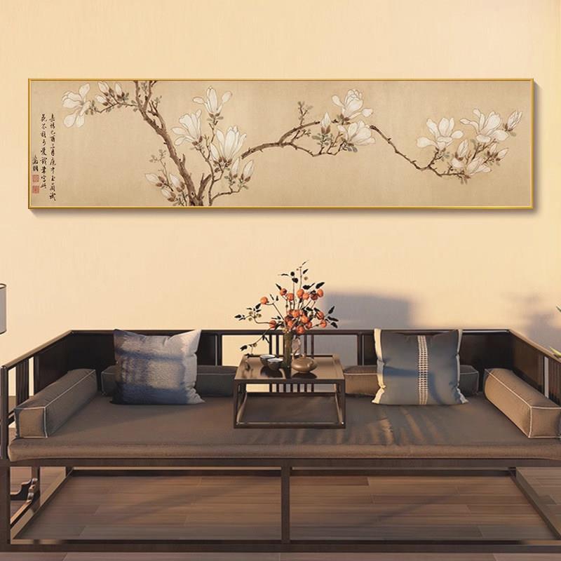 白玉兰图国画卧室床头挂画百花图花鸟新中式客厅沙发背景墙装饰画