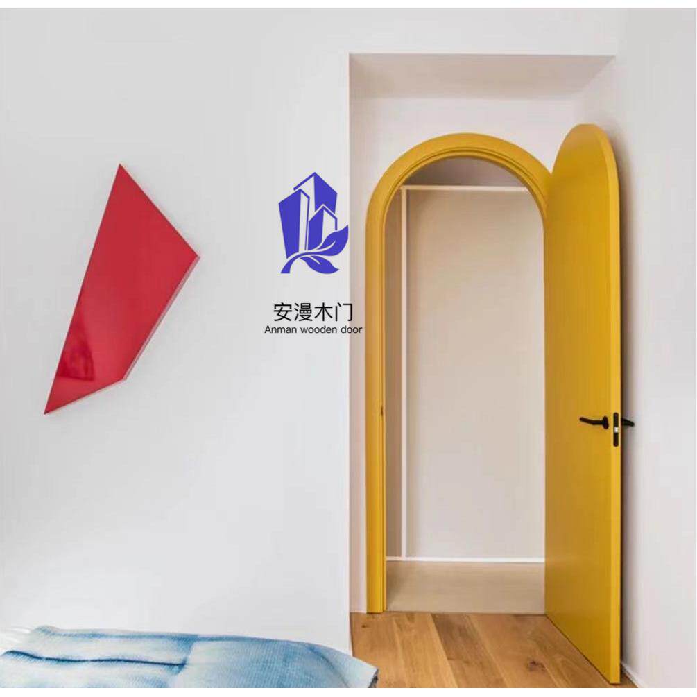安漫木门实木定制客厅简约现代平开拱形门地中海风格实木复合门烤