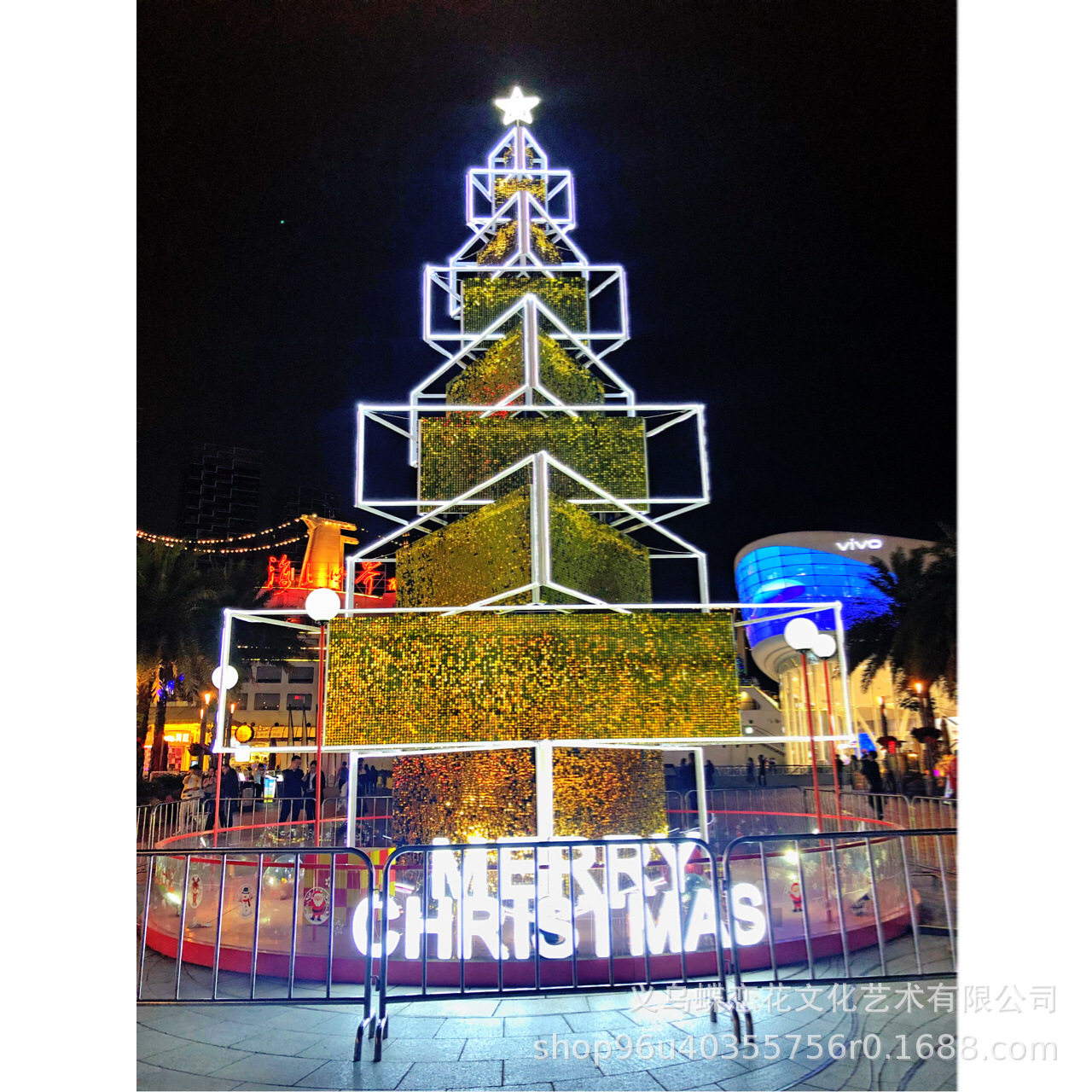 大型圣诞树造型装饰 教堂大堂圣诞装饰品  发光LED灯串 工厂制作