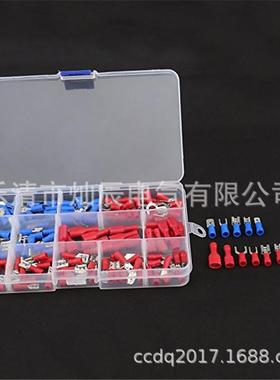 跨境货源140pcs红蓝冷压端子盒装 快速接线端子组合 公母对接端子