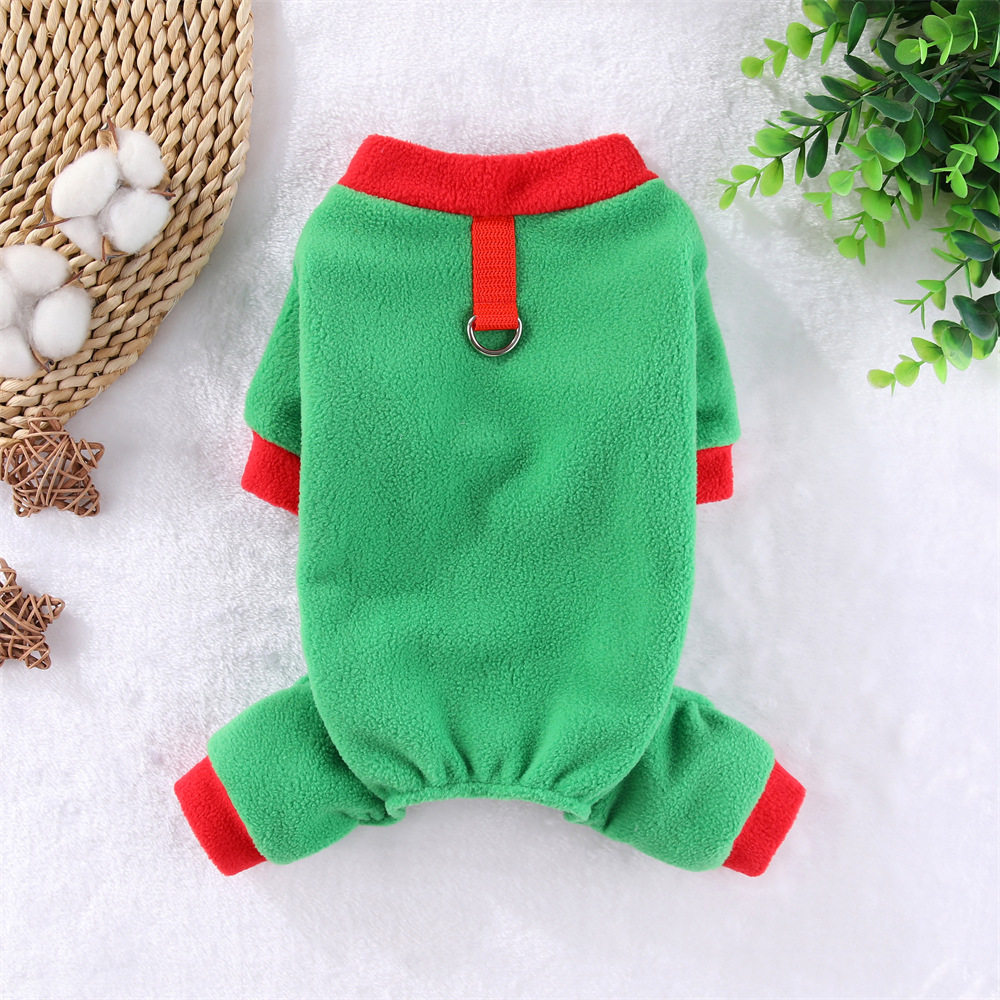 宠物保暖防风摇粒绒四腿秋冬幼犬狗猫咪泰迪可牵引无帽衣服连体服