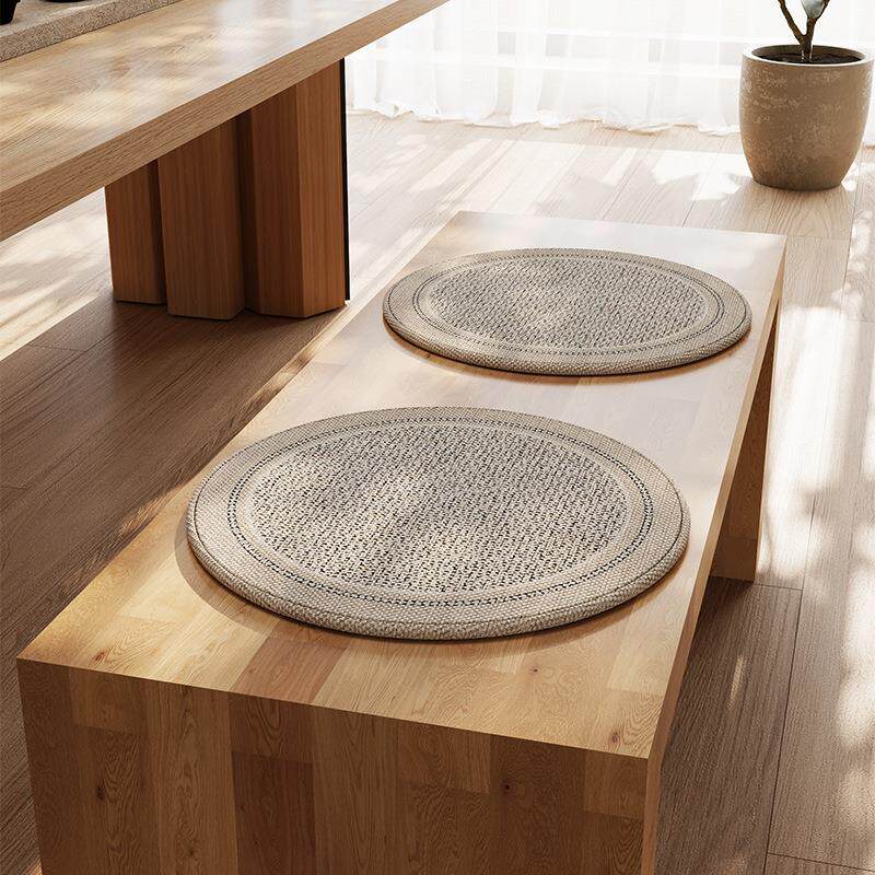 中古风夏季冰沙圆形坐垫凳子高级冰丝圆型椅垫防滑屁股垫椅子座垫