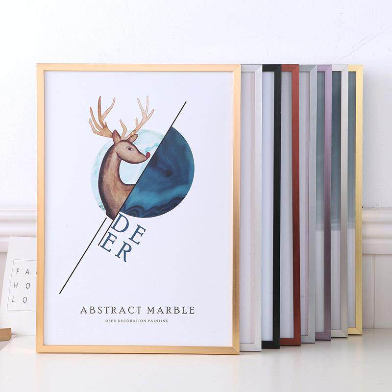 铝合金画框金属拉丝相框挂墙摆台简约细边A3电梯海报广告框