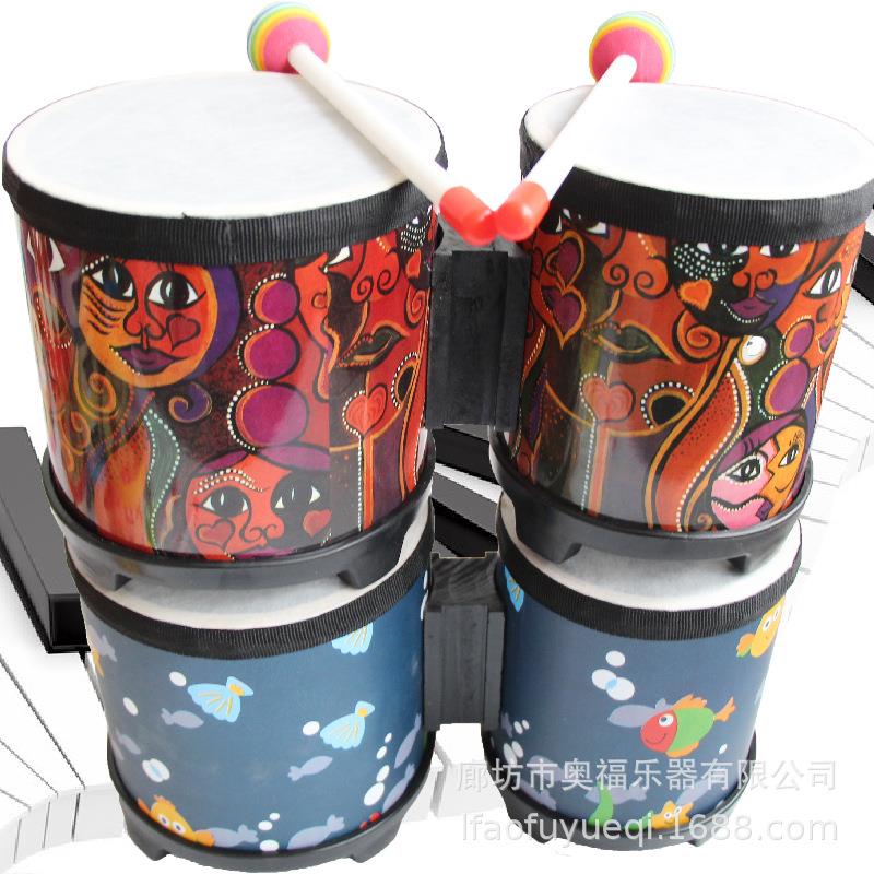 促销 邦戈鼓奥尔夫儿童打击乐器连体鼓5寸6寸手拍鼓地鼓