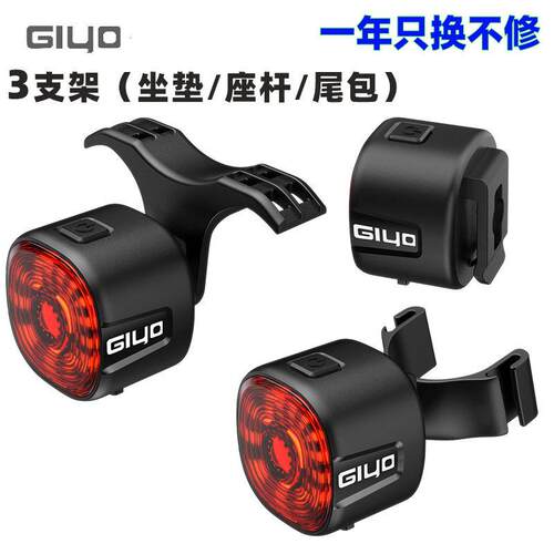 GIYO智能感应刹车尾灯公路山地自行车夜间骑行亮防水警示安全灯