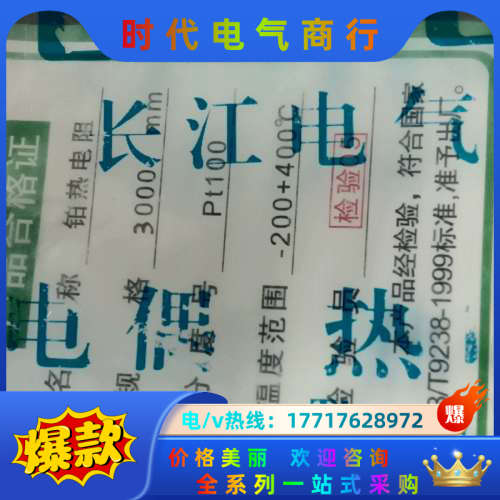 长江电气铂热电阻PT100,线长3m,温度范围-200—40议价