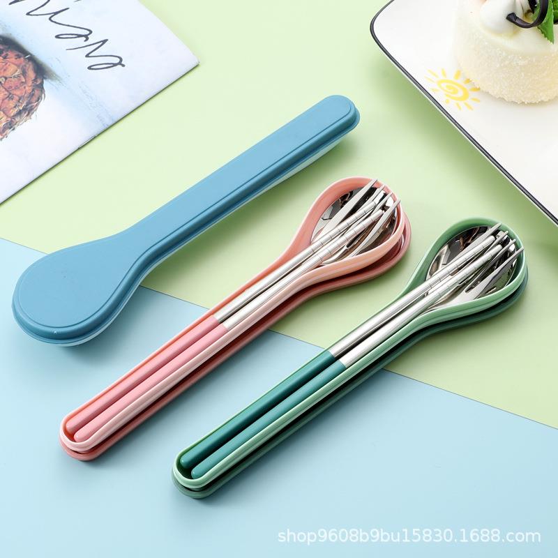 304不锈钢便携餐具套装创意学生公司活动礼品叉子筷子勺子二件套