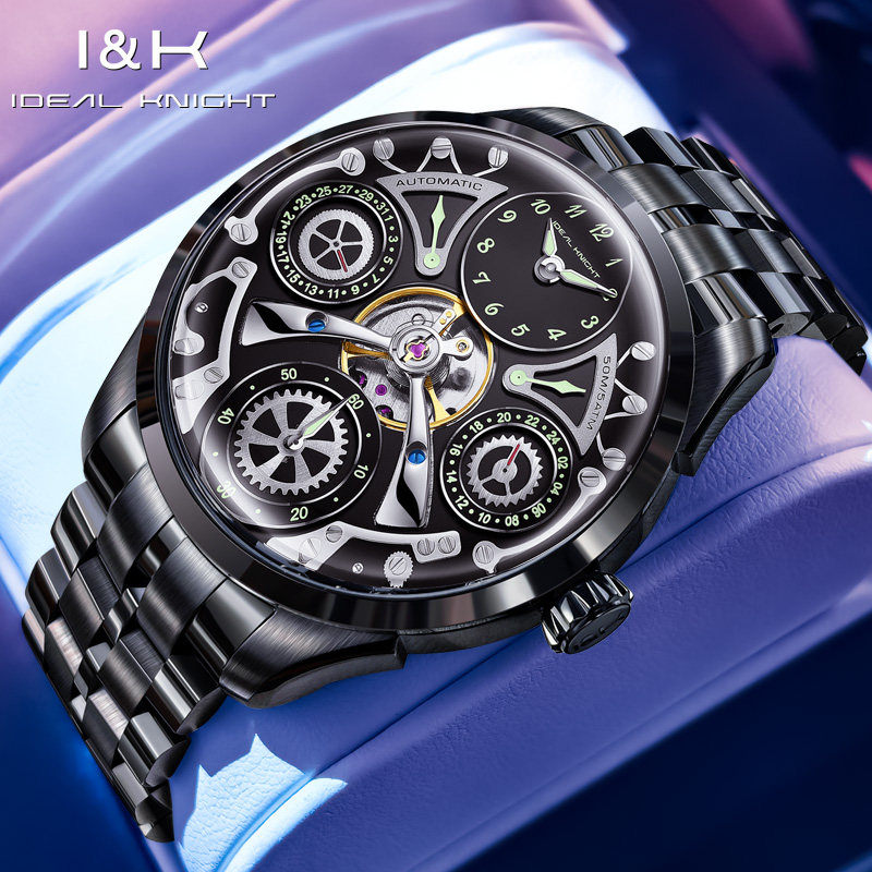 I&K理想骑士男士手表男款2026新款全自动机械表多功能镂空名腕表