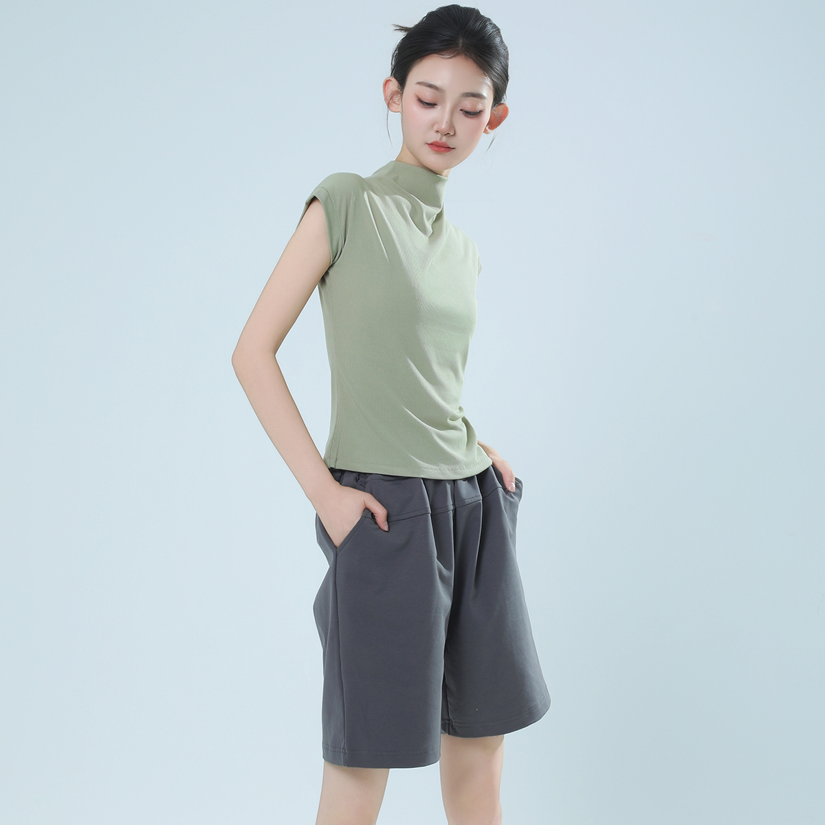 朵棠现代舞练功服高领短袖女上衣舞蹈服古典舞修身形体训练服短袖