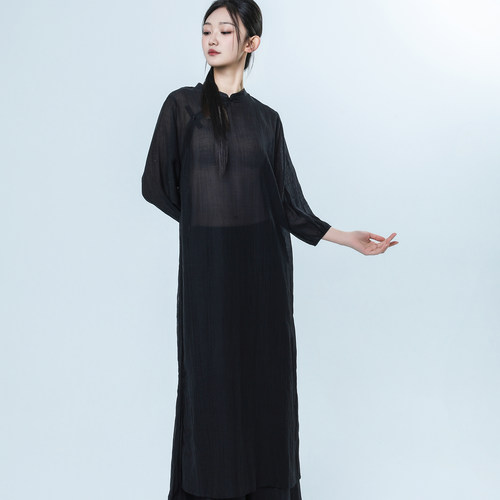 朵棠古典舞服身韵纱衣国风古风改良旗袍领长衫舞蹈服飘逸现代舞服