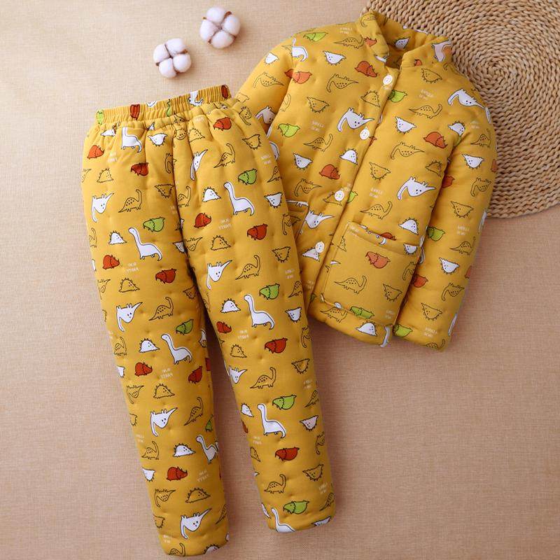 纯棉花手工棉衣套装中大童男女宝宝加厚保暖棉袄棉裤秋冬季棉衣服